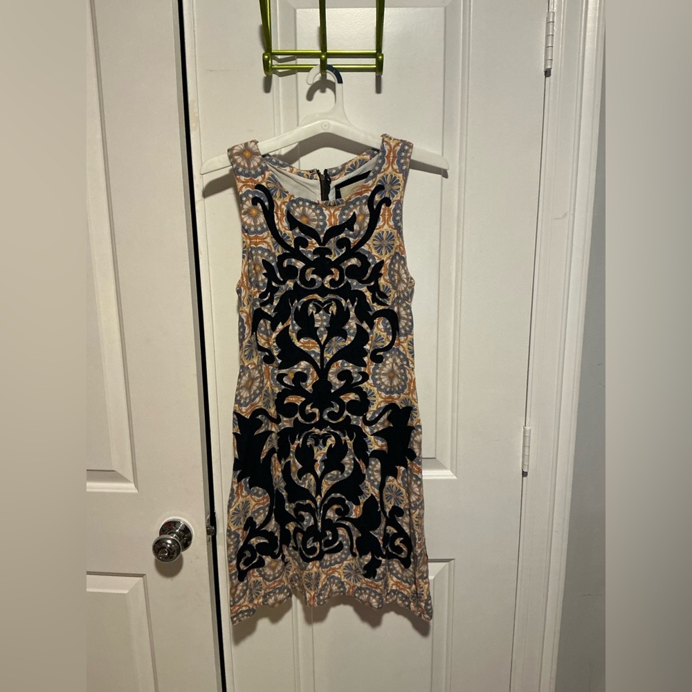 Anthropologie Black and Beige Mini Dress
